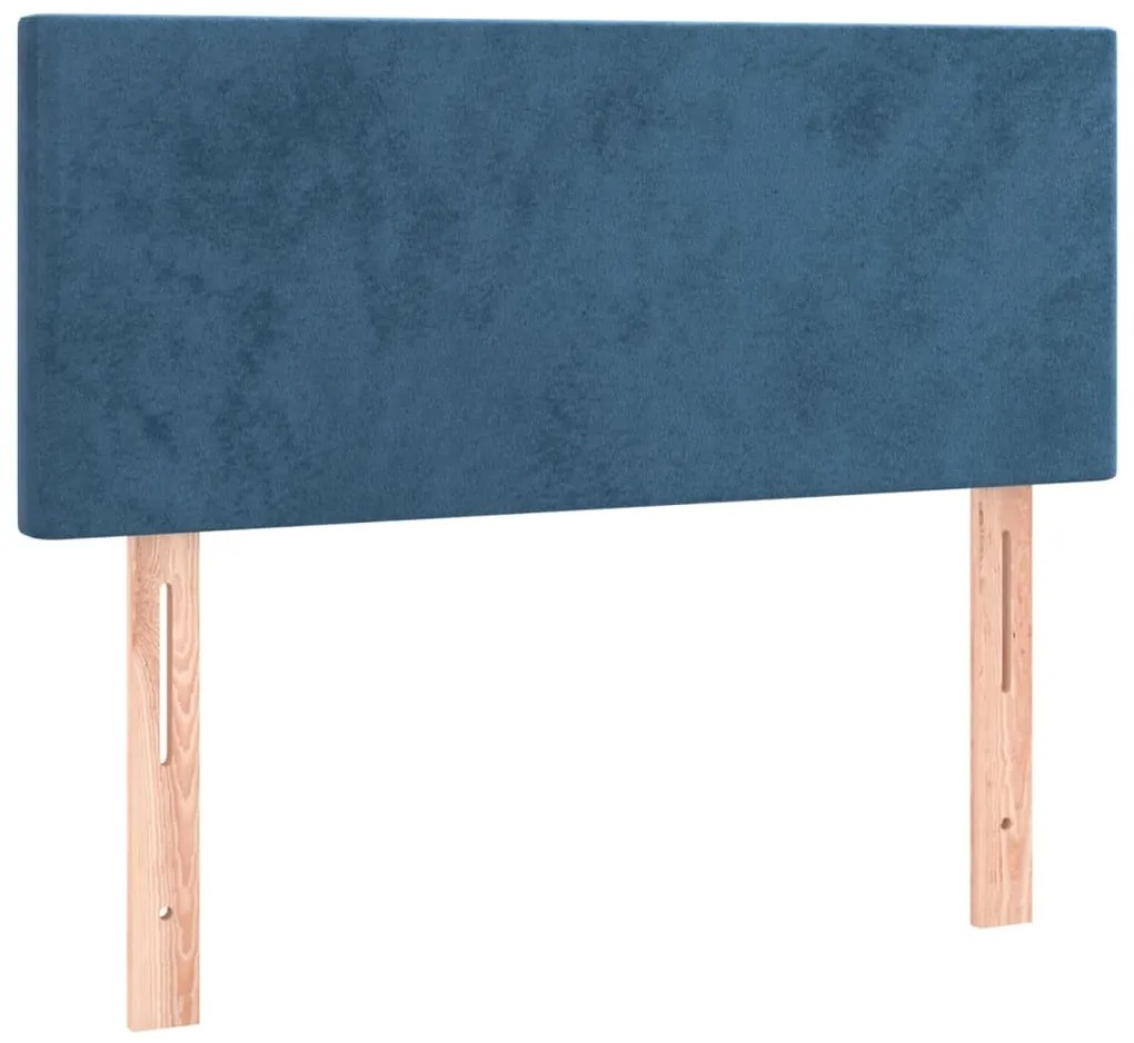 vidaXL Κρεβάτι Boxspring με Στρώμα & LED Σκ. Μπλε 90x190 εκ. Βελούδινο