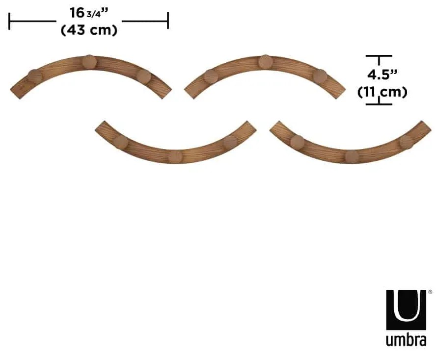 Ξύλινη κρεμάστρα τοίχου 12 θέσεων 129x11.5x4.7εκ.Umbra Slinka