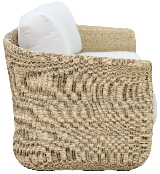 Καναπές τριθέσιος Gogi αλουμίνιο-συνθετικό wicker σε φυσικό χρώμα-μπεζ ύφασμα 225x83x73εκ 225x73x83 εκ.