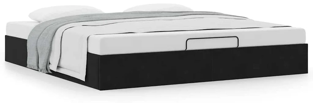 Οθωμανικό πλαίσιο κρεβατιού χωρίς στρώμα Μαύρο Βελούδο