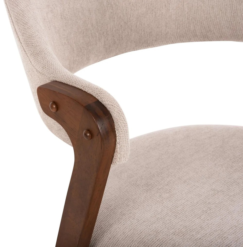 Καρέκλα RIDER Rubberwood Καρυδί και Εκρού ύφασμα 59x59x83Yεκ. 2αδα 59x59x83 εκ.