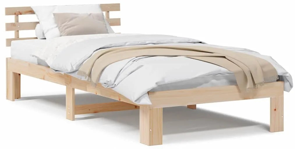 vidaXL Σκελετός Κρεβατιού Φυσικό 90 x 200 cm Στερεά ξυλεία πεύκου