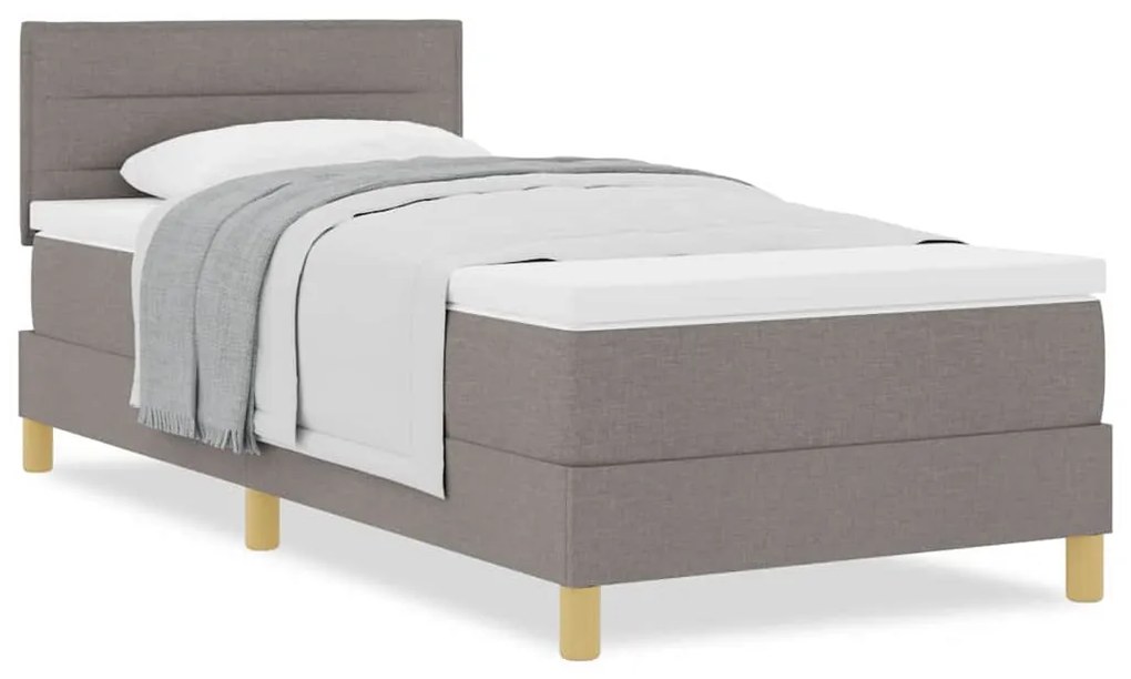 vidaXL Κρεβάτι box spring με στρώμα με στρώμα Taupe 90 x 200 cm ύφασμα