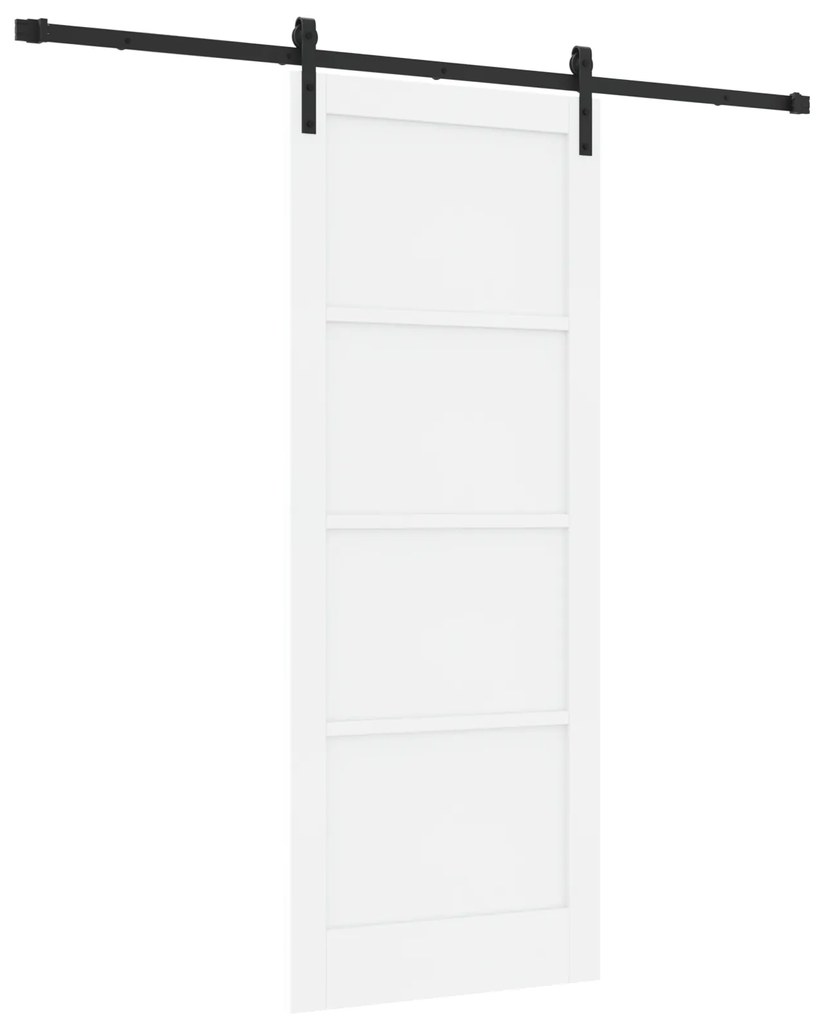 vidaXL Συρόμενη Θύρα με Σετ Υλικών Λευκή 83x211 cm Συμπαγές Ξύλο Πεύκου