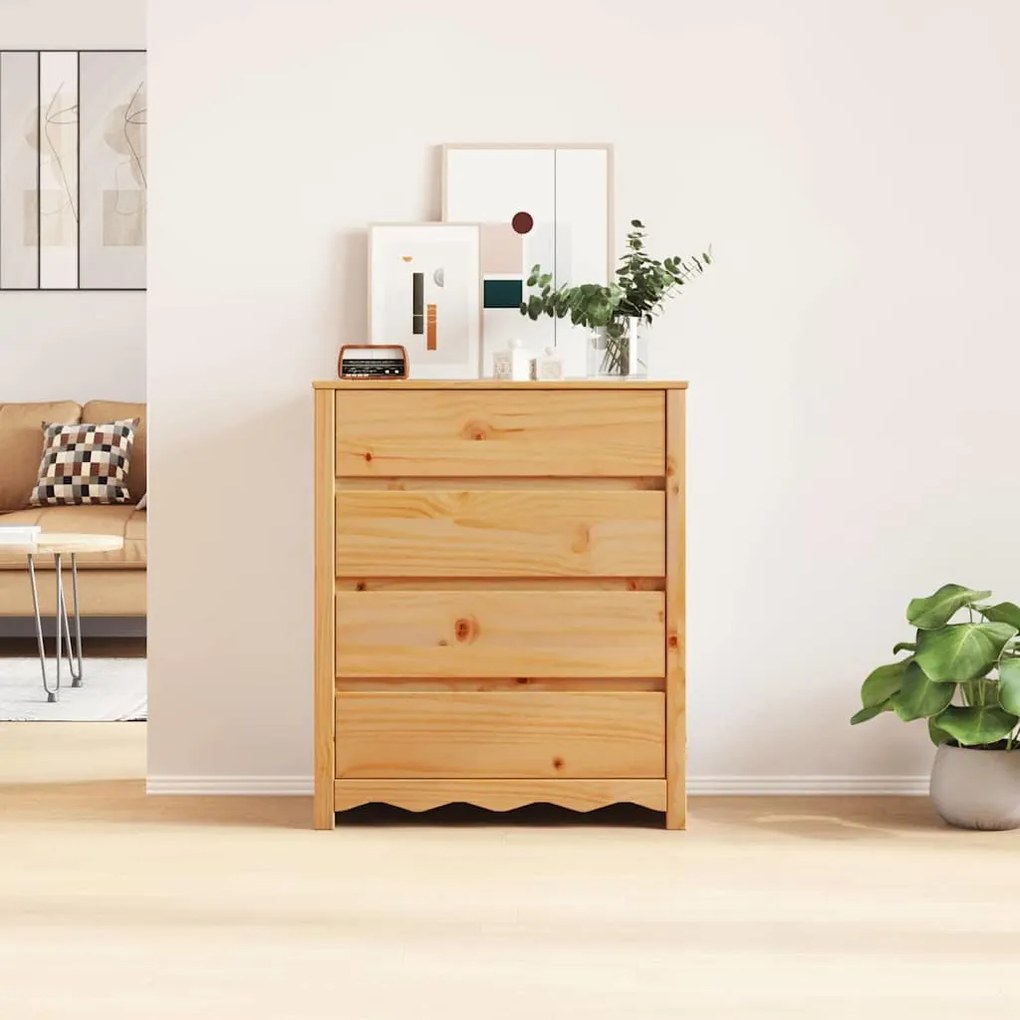 vidaXL Κομοδίνο Drammen Καφέ 76.5 x 40 x 91 εκ Μασίφ ξύλο πεύκου