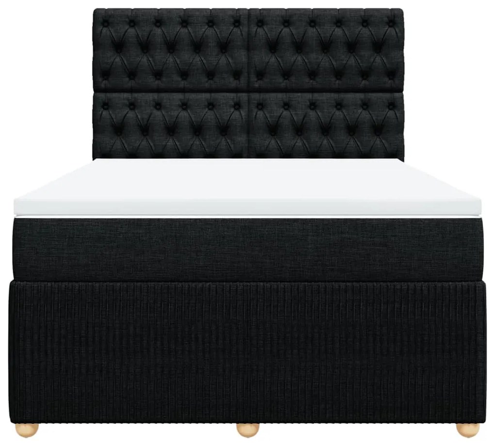 vidaXL Κρεβάτι Boxspring με Στρώμα Μαύρο 160x200 εκ. Υφασμάτινο