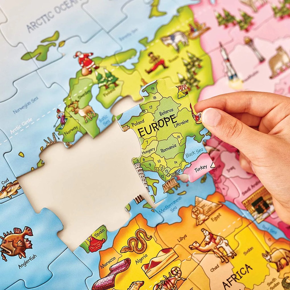 World Map Puzzle &amp; Poster Orchard Toys