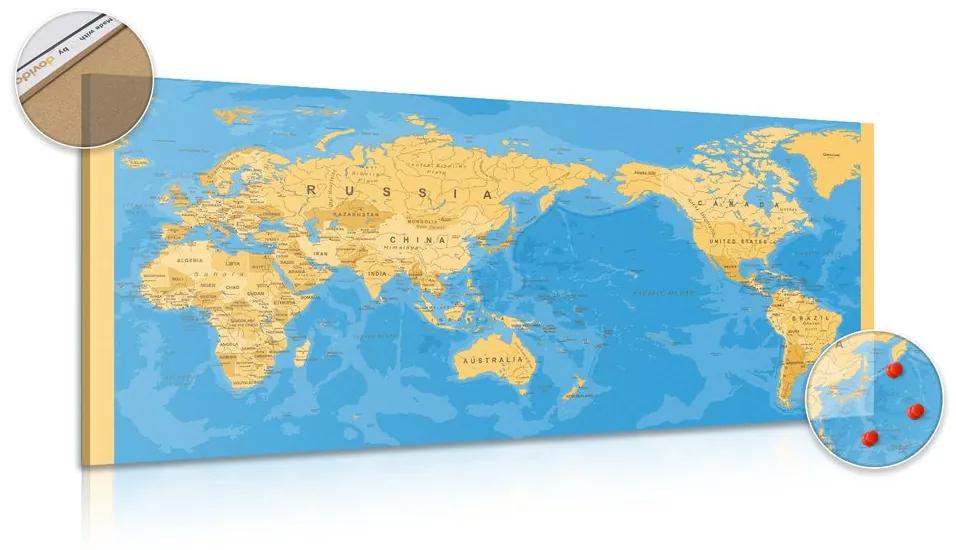 Εικόνα στον παγκόσμιο χάρτη φελλού σε ενδιαφέρον σχέδιο - 100x50  flags