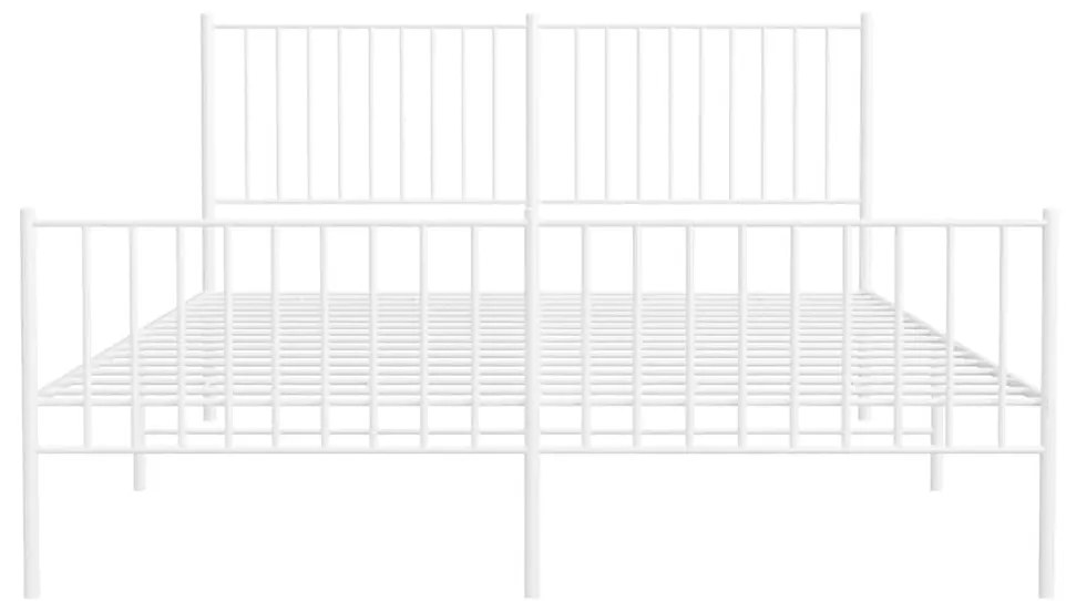 vidaXL Πλαίσιο Κρεβατιού με Κεφαλάρι&Ποδαρικό Λευκό 90x190 εκ. Μέταλλο