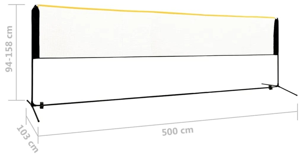 Φιλέ Μπάντμιντον Ρυθμιζόμενο 500 x 103 x 94-158 εκ. Μεταλλικό