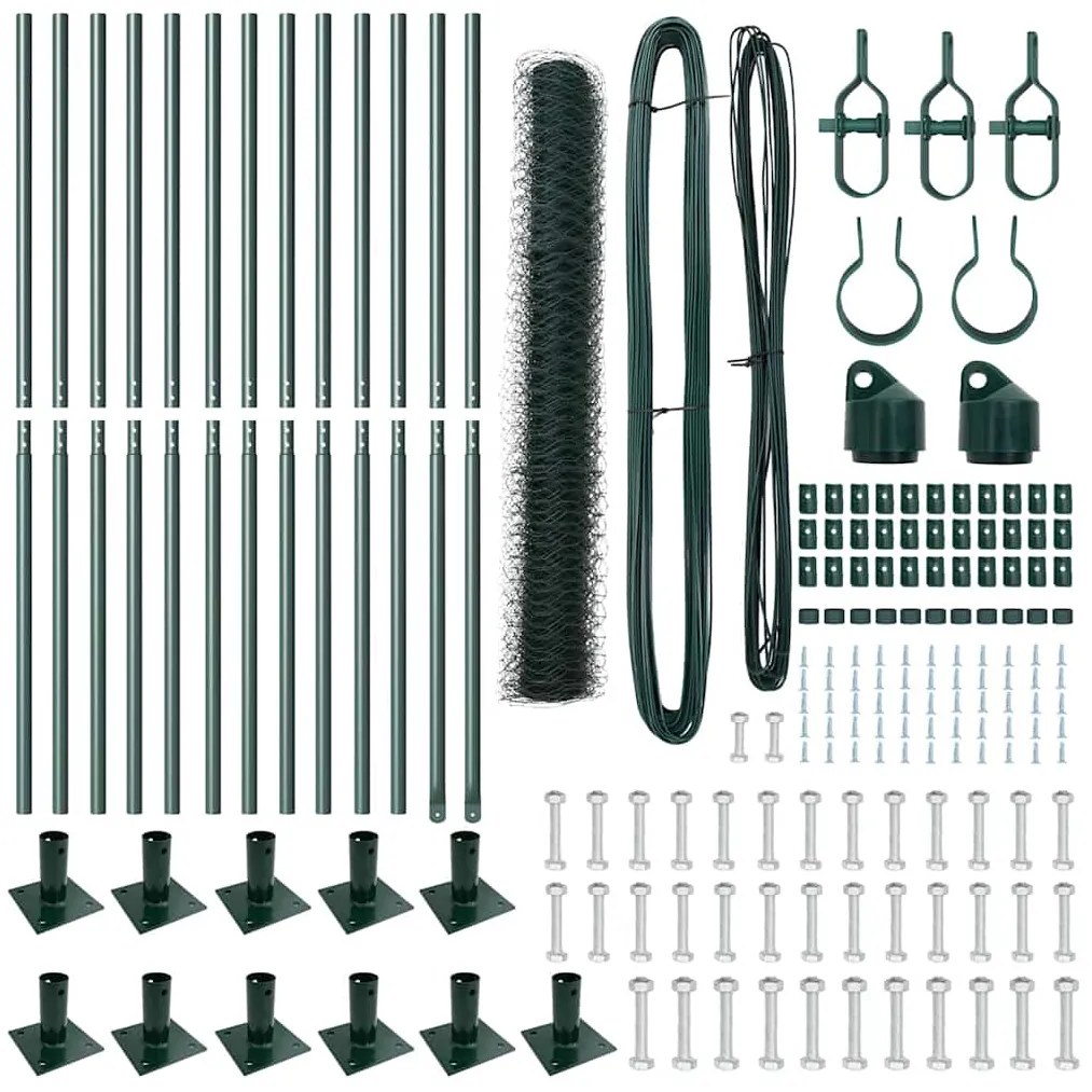 vidaXL Στύλος Περιφράξεων Πράσινο 25 x 1,2 μ (πάνελ 36 χλστ) Ατσάλι