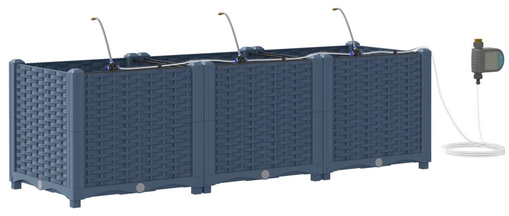 vidaXL Γλάστρες Κήπου 1 τεμ Γκρι 120 x 40 x 37.5 cm Πλαστικό