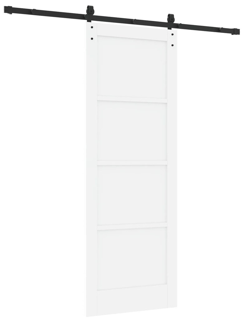 vidaXL Συρόμενη Πόρτα  με Σετ Χαρτοσήμων Λευκή 78x211 εκ. Συμπαγές Ξύλο Πεύκο
