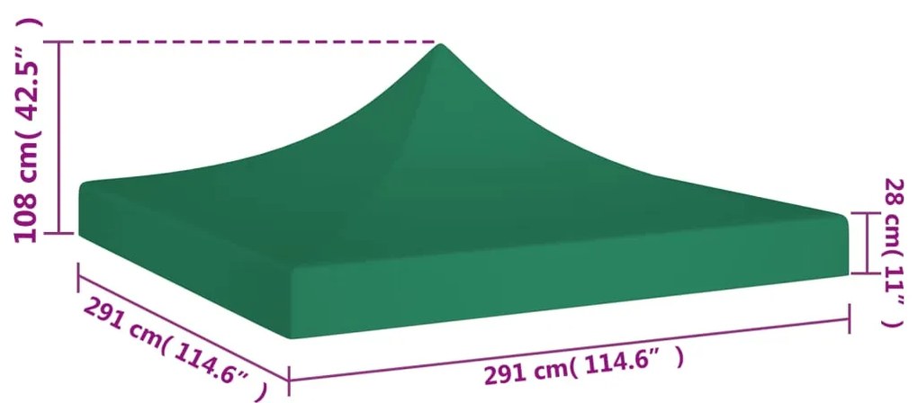 vidaXL Κάλυμμα Τέντας Εκδηλώσεων Πράσινο 3 x 3 μ. 270 γρ/μ²