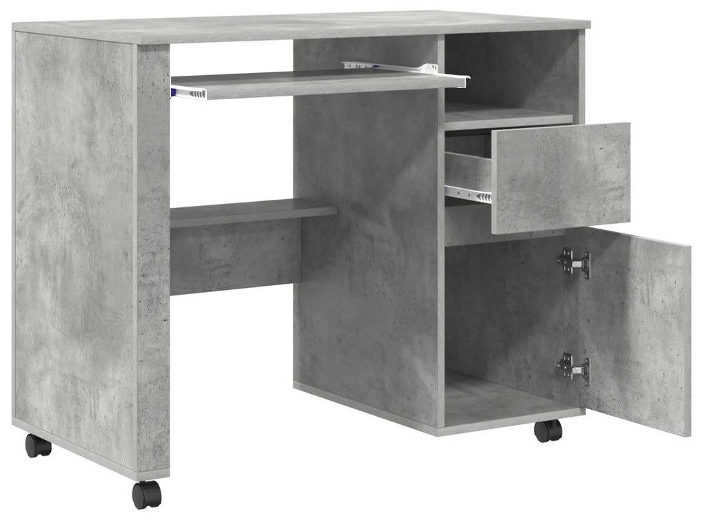 vidaXL Γραφείο Υπολογιστή Concrete Grey Γκρι concrete Μοριοσανίδα Μεσαίο