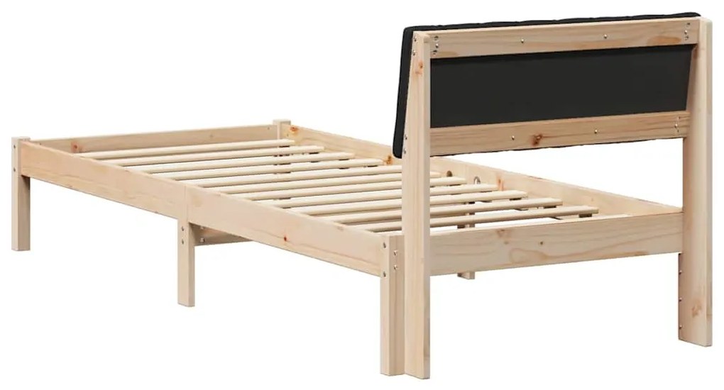 vidaXL Σκελετός Κρεβατιού Καφέ και μαύρο 75 x 190 cm Μασίφ ξύλο πεύκου