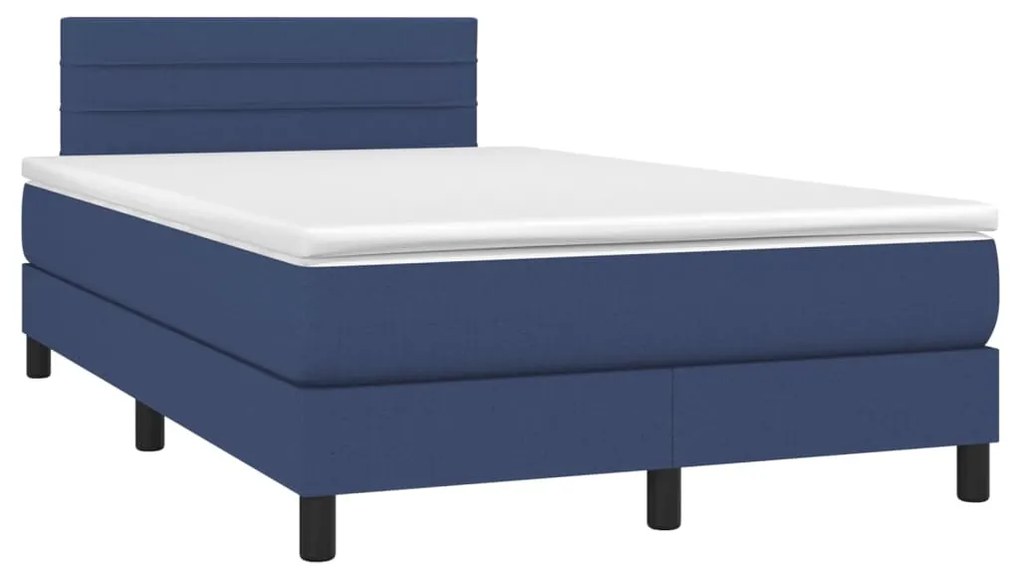 Κρεβάτι Boxspring με Στρώμα Μπλε 120x200 εκ. Υφασμάτινο - Μπλε