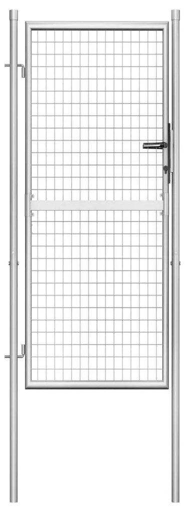 vidaXL Πόρτα Περίφραξης Ασημί 105 x 225 εκ. από Γαλβανισμένο Χάλυβα