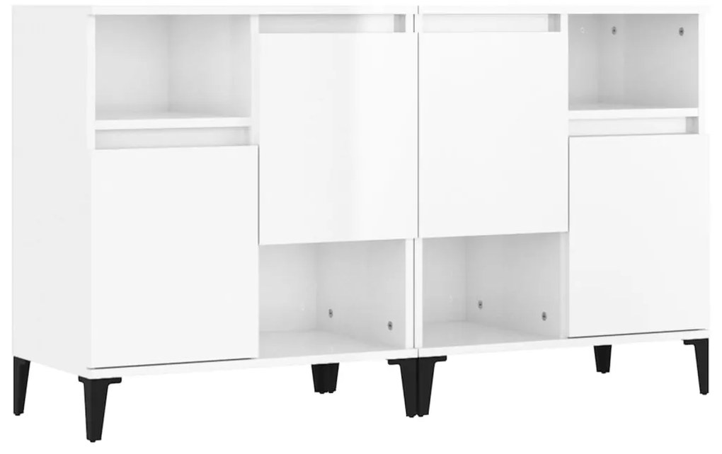 vidaXL Ντουλάπια 2 τεμ. Γυαλιστ. Λευκό 60x35x70 εκ. Επεξεργασμένο Ξύλο