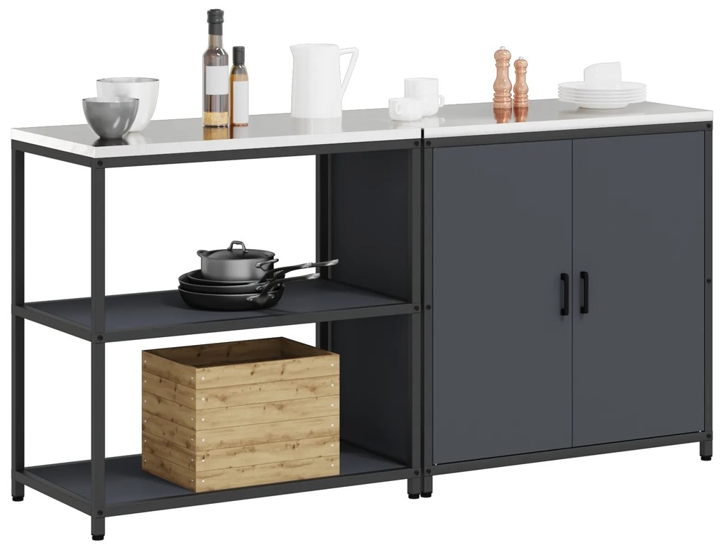 vidaXL Σετ Αποθήκευσης Κουζίνας 2 pcs Ανθρακί 150 x 50 x 92 εκ.