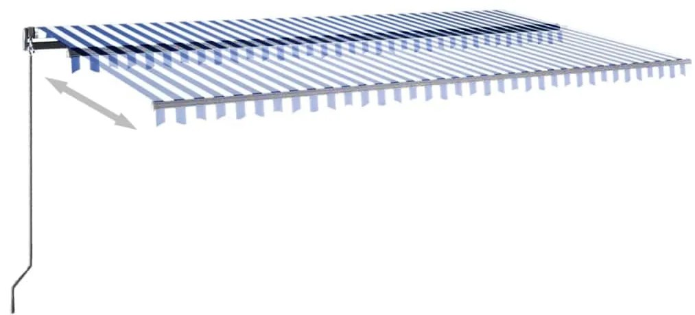 vidaXL Τέντα Αυτόματη με LED &amp; Αισθητήρα Ανέμου Μπλε/Λευκό 600x300 εκ.