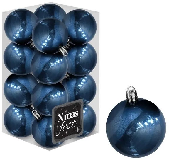Σετ Μπάλες 12τμχ Περλέ Πετρόλ Δ4εκ. Xmas fest 93-3544