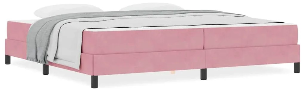 vidaXL Κρεβάτι box spring με στρώμα με στρώμα Ροζ 200 x 200 cm Βελούδο