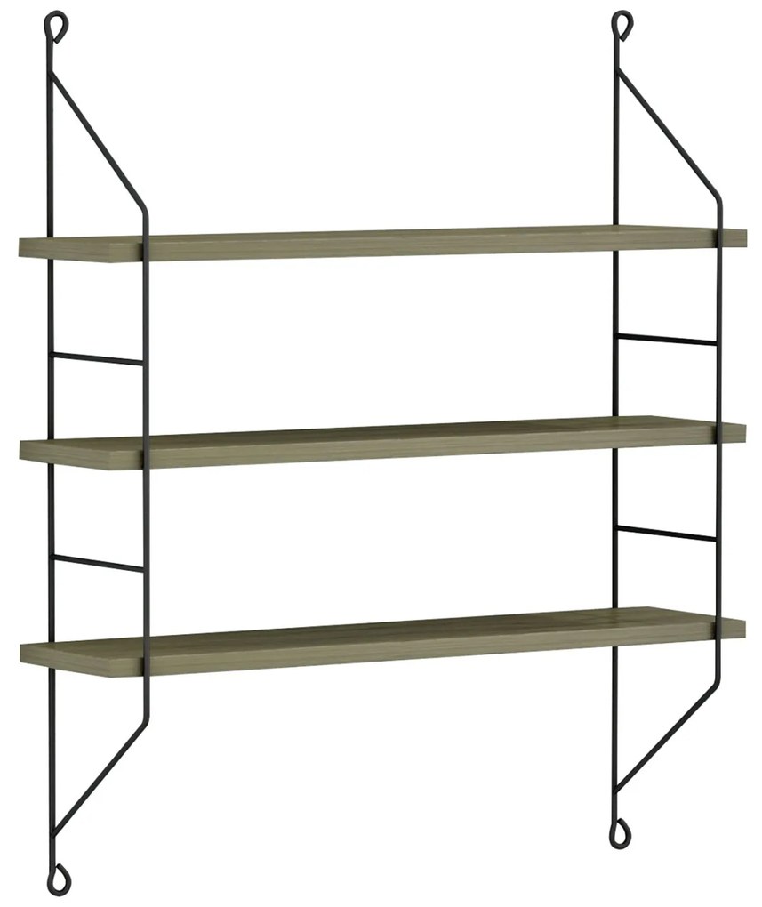 Ραφιέρα Τοίχου Achala Μελαμίνης Olive Grey 60x15x68Y Εκ.