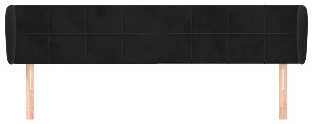Κεφαλάρι με Πτερύγια Μαύρο 163x23x78/88 εκ. Βελούδινο - Μαύρο