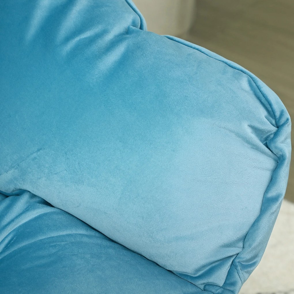 HOMCOM Μοντέρνα Πολυθρόνα Έμφασης, Πολυθρόνα Ταπετσαρίας με Ατσάλινα Πόδια και Πλαϊνές Τσέπες, για Σαλόνι, Υπνοδωμάτιο, Μπλε