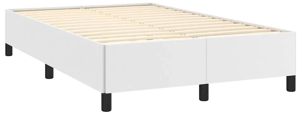 vidaXL Κρεβάτι Boxspring με Στρώμα Λευκό 120x190εκ.από Συνθετικό Δέρμα