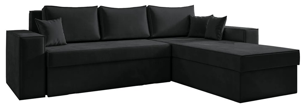 Καναπές Γωνιακός ArteLibre Αναστρέψιμος CAHABON Μαύρο 250x210x79cm-14560031