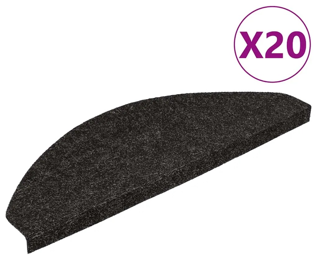 vidaXL Πατάκια Σκάλας Αυτοκόλλητα 20 τεμ. Μαύρα 56 x 17 x 3 εκ.