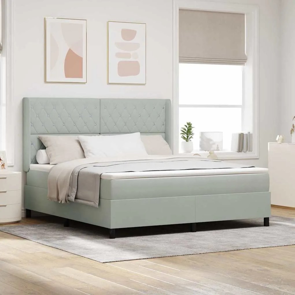 vidaXL Κρεβάτι με Στρώμα Light Grey 180x200 cm Βελούδο