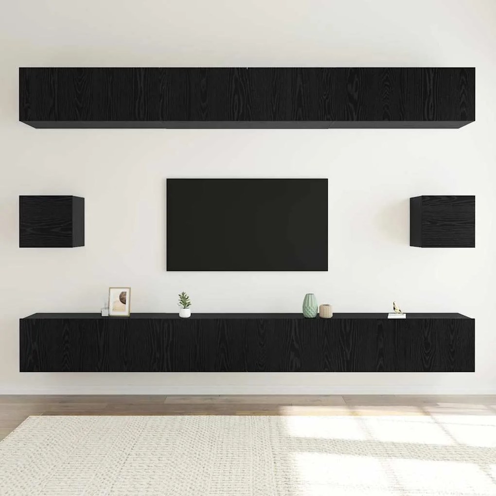 vidaXL Σετ επίπλου τηλεόρασης 8 pcs Μαύρη δρυς 100 x 30 x 30 cm