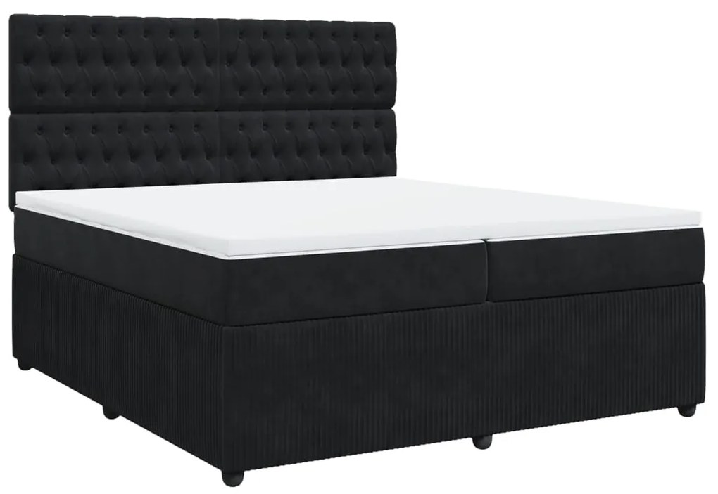 vidaXL Κρεβάτι Boxspring με Στρώμα Μαύρο 200x200 εκ. Βελούδινο