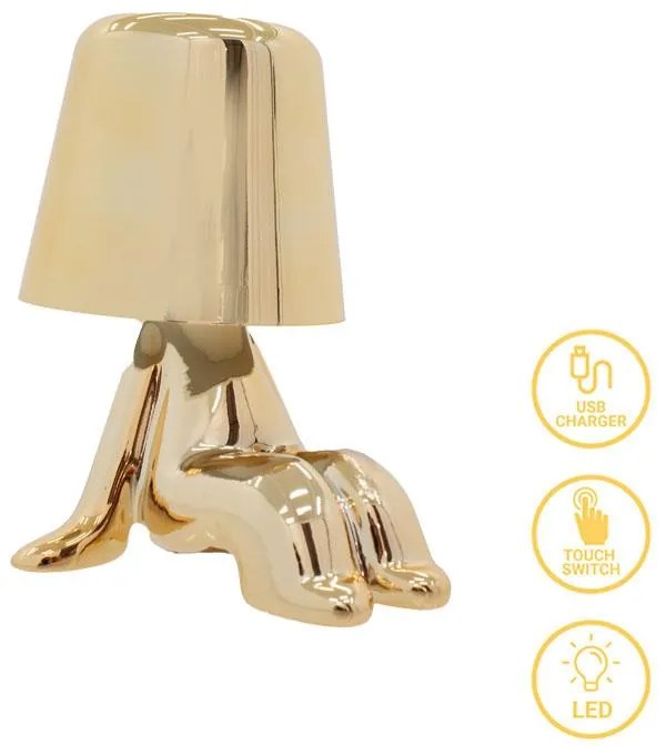 Touch table lamp LED Radiance rechargeable gold D15x17cm 15x15x17 εκ.