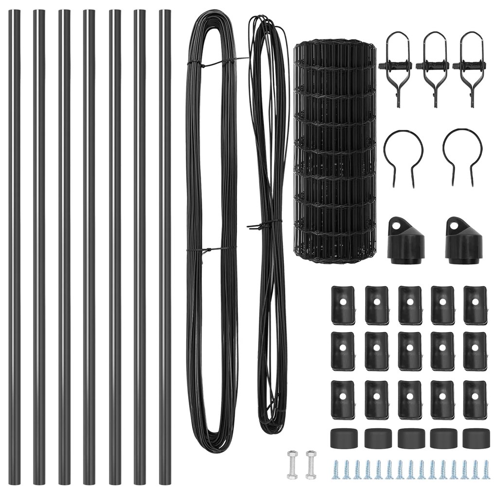 vidaXL Euro Fence με 13 Στύλους 0.8x25 μ Γαλβανισμένο Ατσάλι Γκρι
