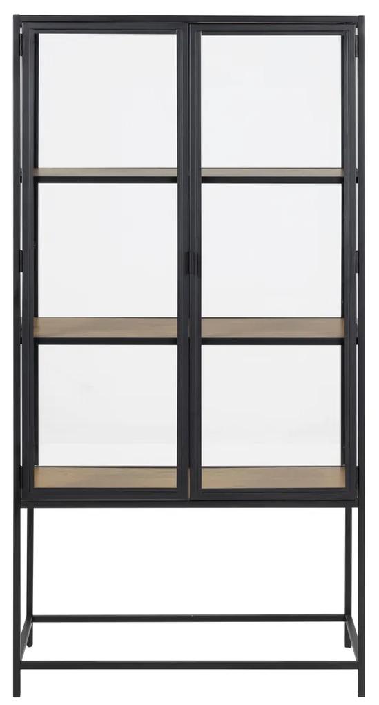 Βιτρίνα Oakland H144, Μαύρο, Άγρια δρυς, Με πόρτες, Ο αριθμός των θυρών: 2, 150x77x35cm, 42 kg | Epipla1.gr