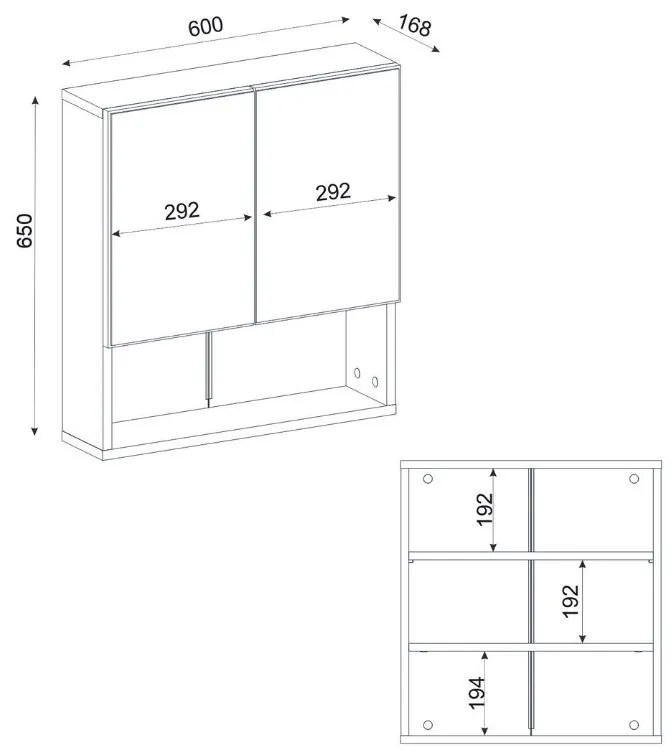 Καθρέπτης μπάνιου Trama Μegapap χρώμα λευκό 60x16,8x65εκ.