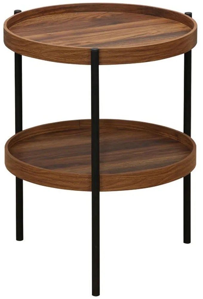 Τραπεζάκι Βοηθητικό Portogie 260-000020 Φ40x50cm Walnut-Black