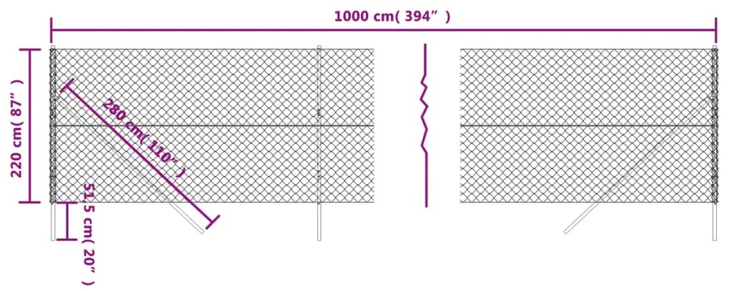 vidaXL Συρματόπλεγμα Περίφραξης Ασημί 2,2 x 10 μ.
