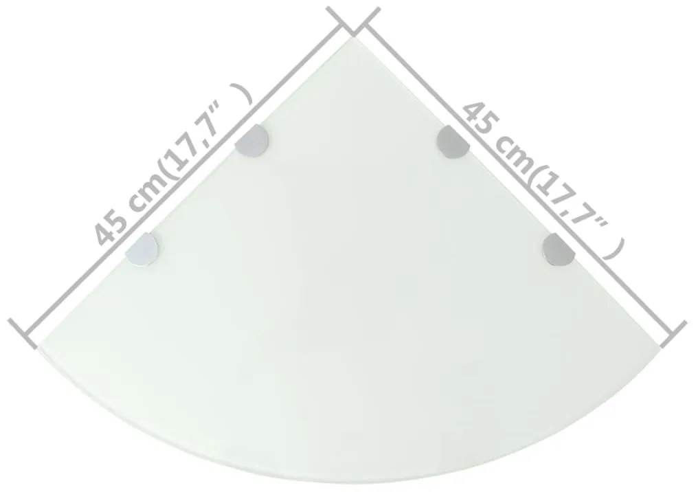 vidaXL Ράφια Γωνία 2 τεμ Λευκά 45x45 εκ Γυάλινα + Στηρίγματα Χρωμίου