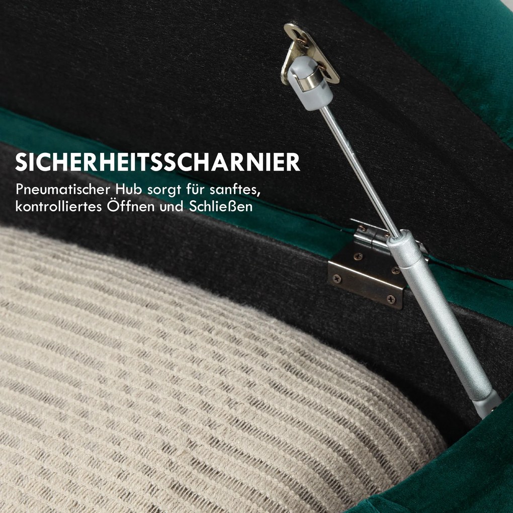 HOMCOM Σκαμπό με αποθηκευτικό χώρο, σεντούκι, επενδεδυμένο, καπάκι soft-close, όψη βελούδου, 120 x 46 x 42 cm, Σκούρο Γκρι