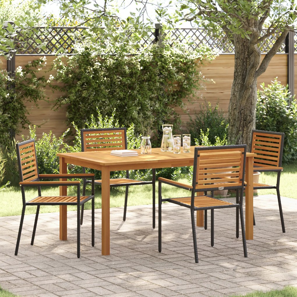 vidaXL Σετ Τραπεζαρίας Κήπου 5 pcs Μαύρο 150 x 90 x 74 cm
