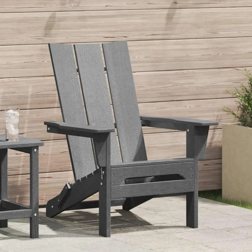 vidaXL Αναδιπλούμενη Καρέκλα Adirondack σε Ανοιχτό Γκρι, διαστάσεις 74,5x80,5x92 εκ. από HDPE.
