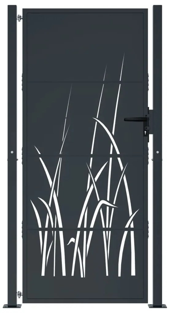 vidaXL Πόρτα Κήπου Ανθρακί 100x200 εκ. Σχέδιο Χαλυβδόφυλλου