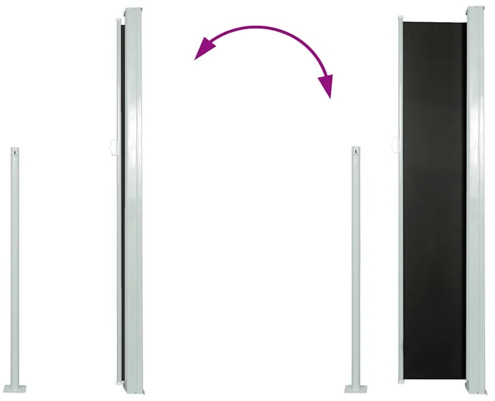 vidaXL Σκίαστρο Πλαϊνό Συρόμενο Βεράντας Μαύρο 100 x 500 εκ.