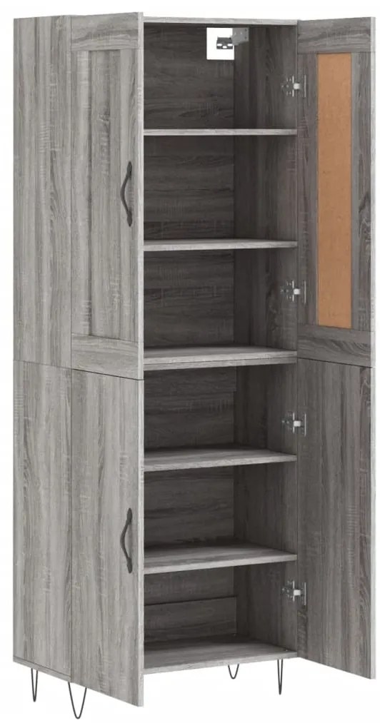 vidaXL Ντουλάπι Γκρι Sonoma 69,5 x 34 x 180 εκ. Επεξεργασμένο Ξύλο