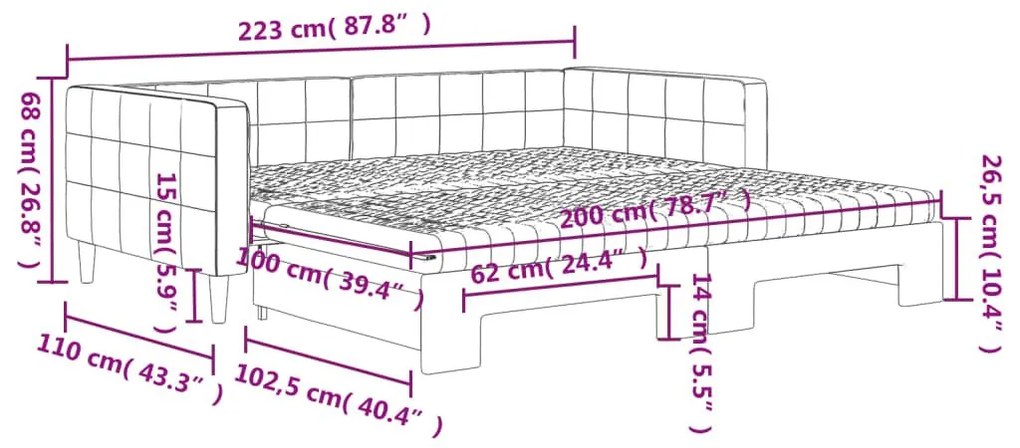 Καναπές Κρεβάτι Συρόμενος Μαύρο 100x200εκ. Βελούδινος Στρώματα - Μαύρο